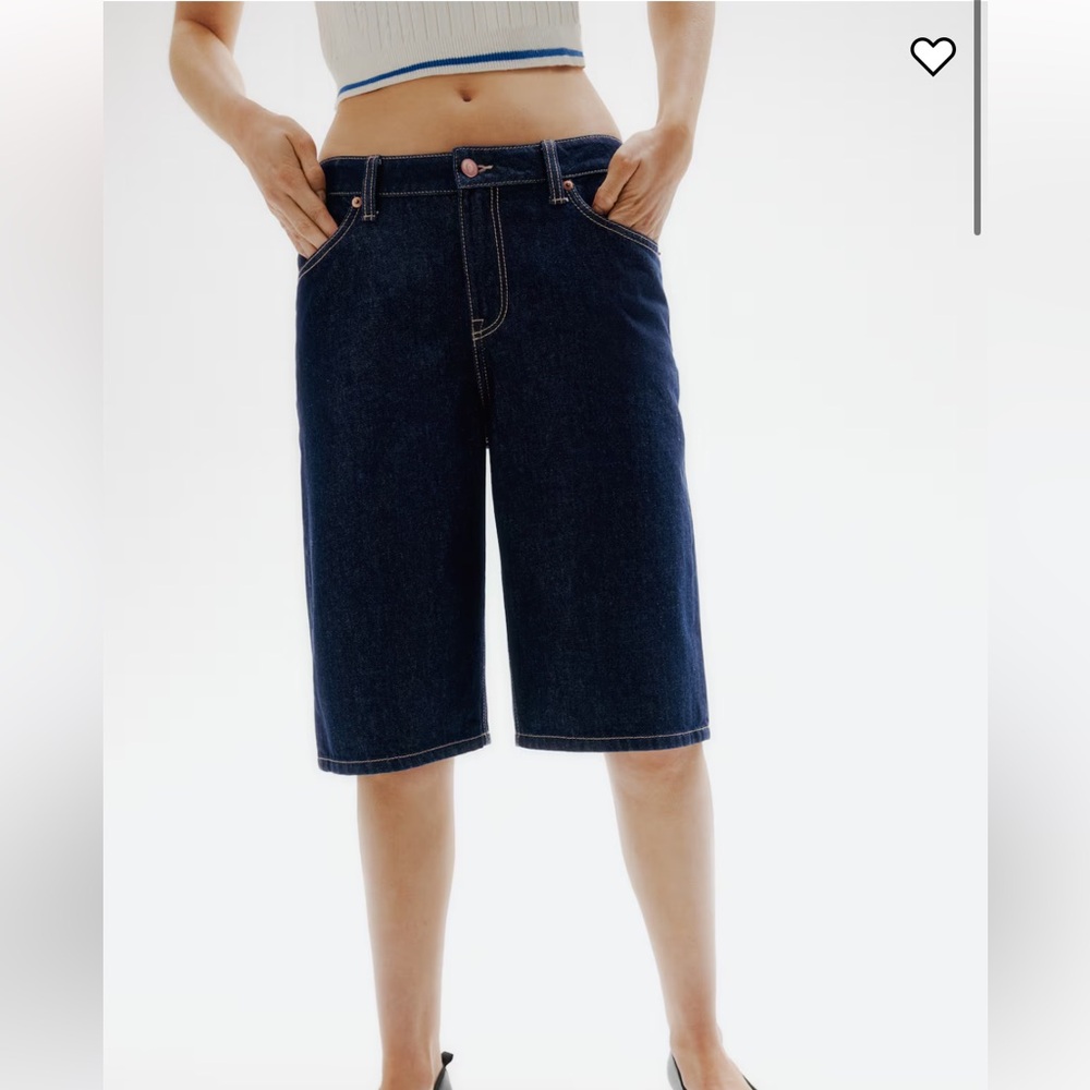 H&M BERMUDA REGULAR DENIM JEAN SHORTS Dark Blue Wash